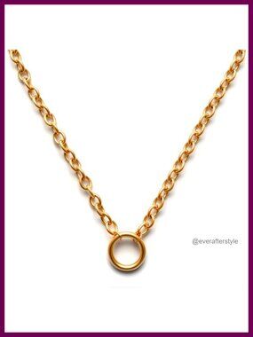 Stainless Steel O Chain Charm Holder Necklace